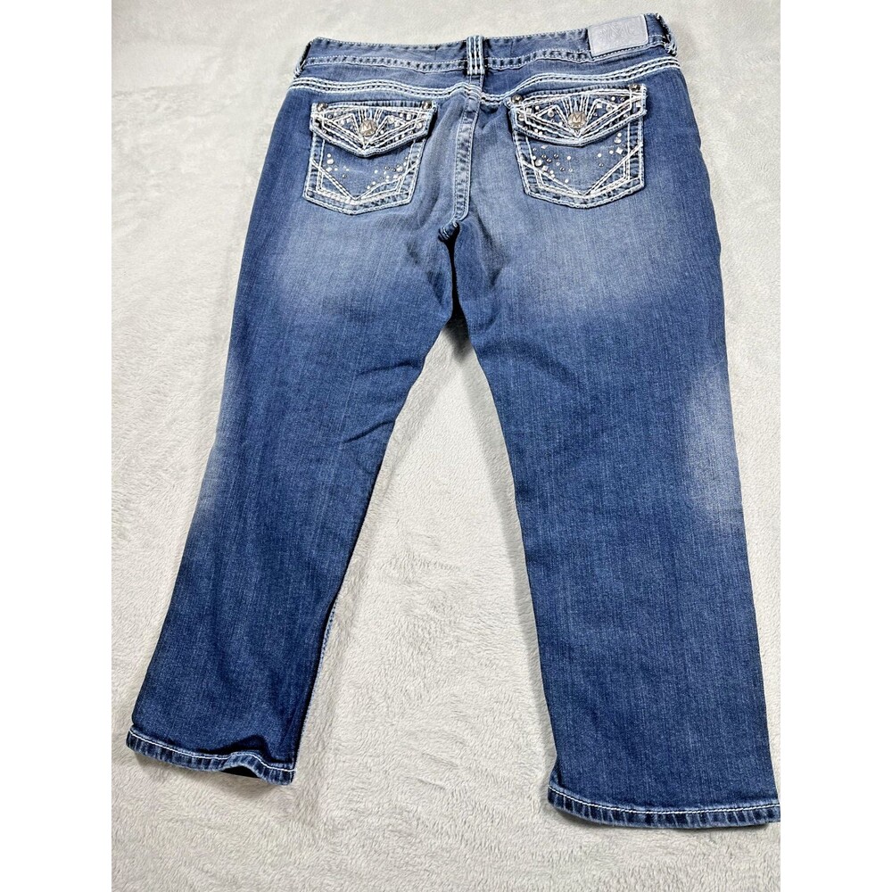 Maurices Premium Women's Bling Capri Jeans Size 13/14 Reg Distressed Low Rise - Picture 11 of 15
